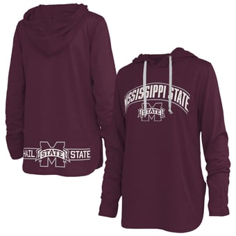 Women's Pressbox Maroon Mississippi State Bulldogs Allie Long Sleeve Hooded T-Shirt