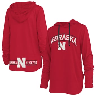 Women's Pressbox Scarlet Nebraska Huskers Allie Long Sleeve Hooded T-Shirt