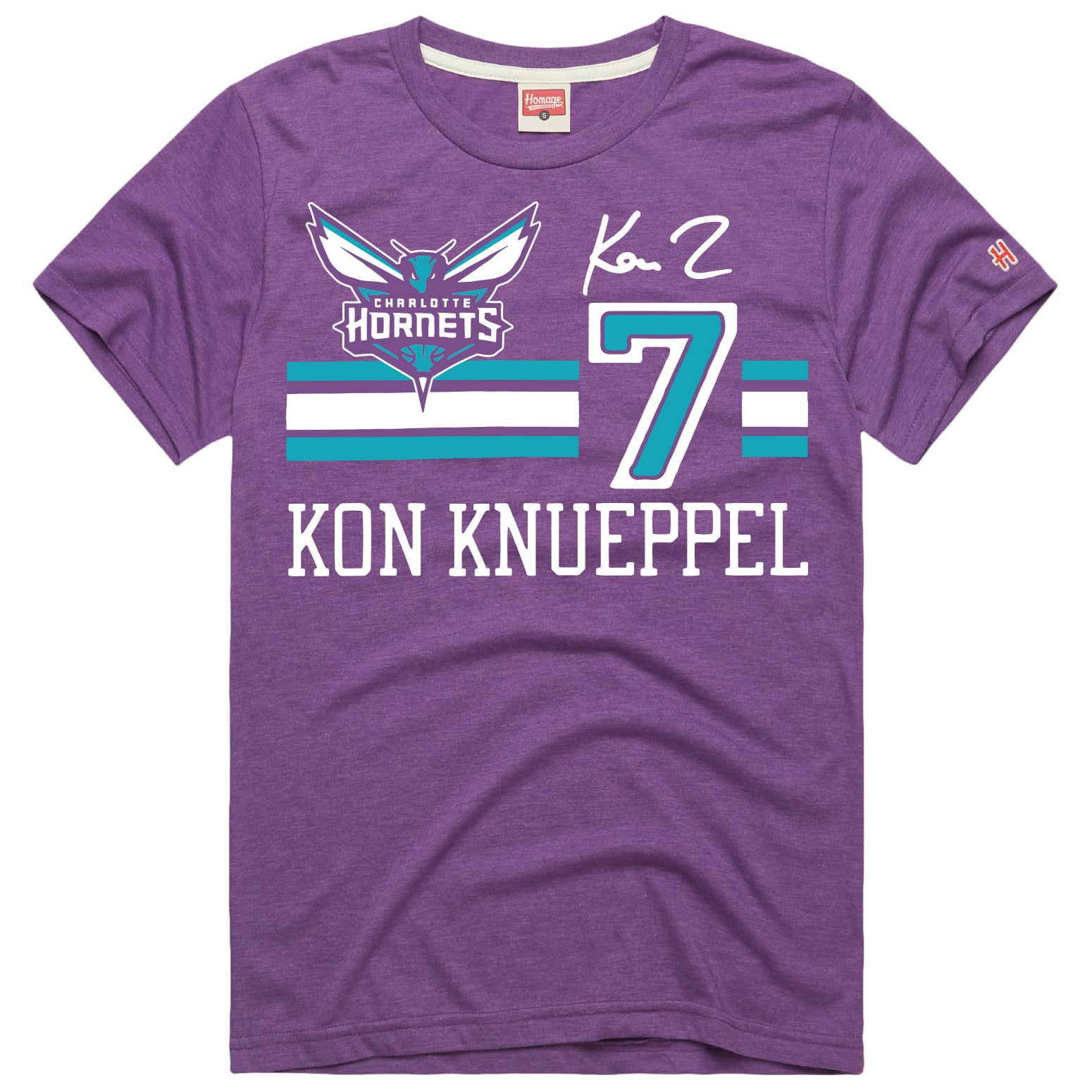 Unisex  Homage Kon Knueppel Purple Charlotte Hornets Jersey Remix Tri-Blend T-Shirt