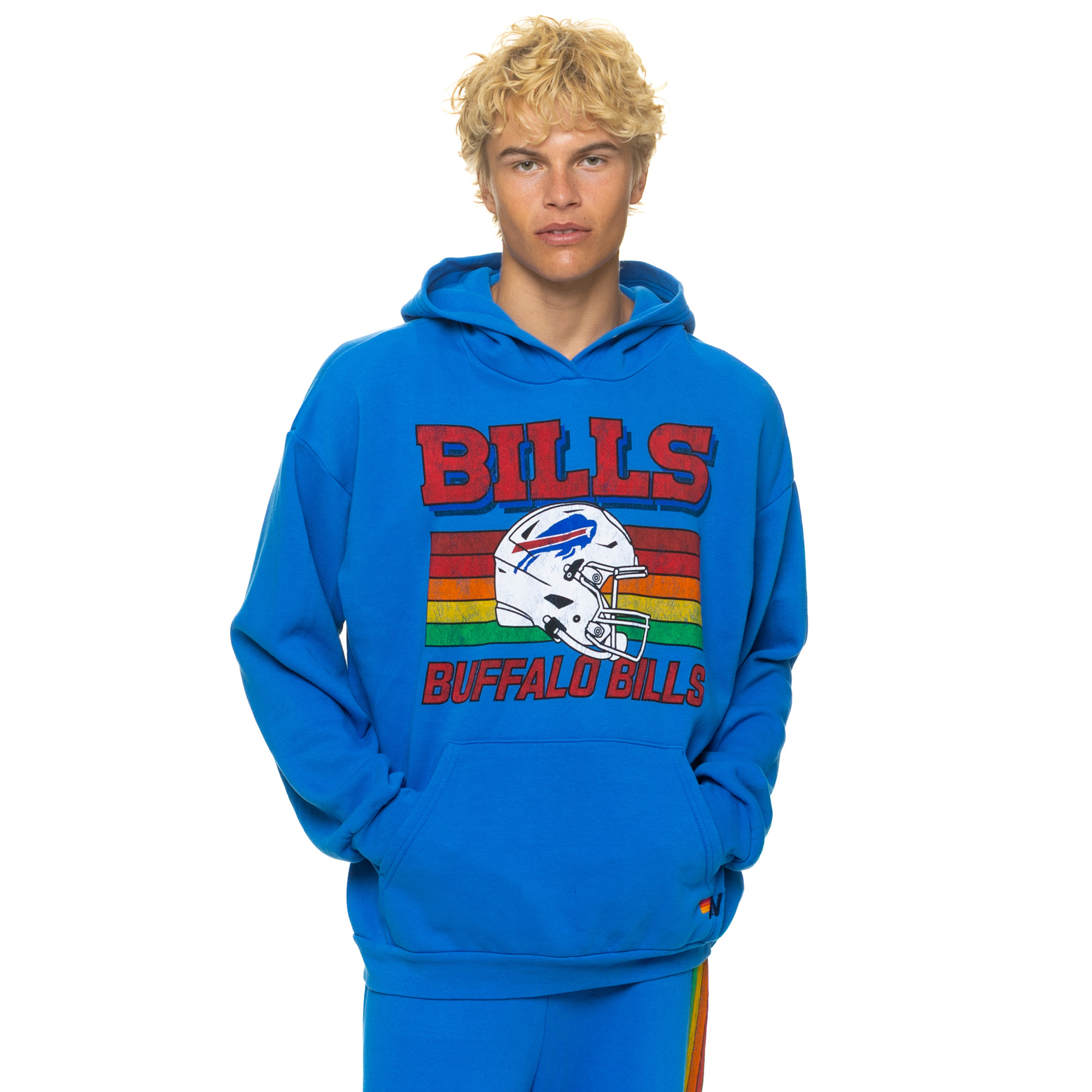 Unisex Aviator Nation Royal Buffalo Bills Relaxed Tri-Blend Hoodie