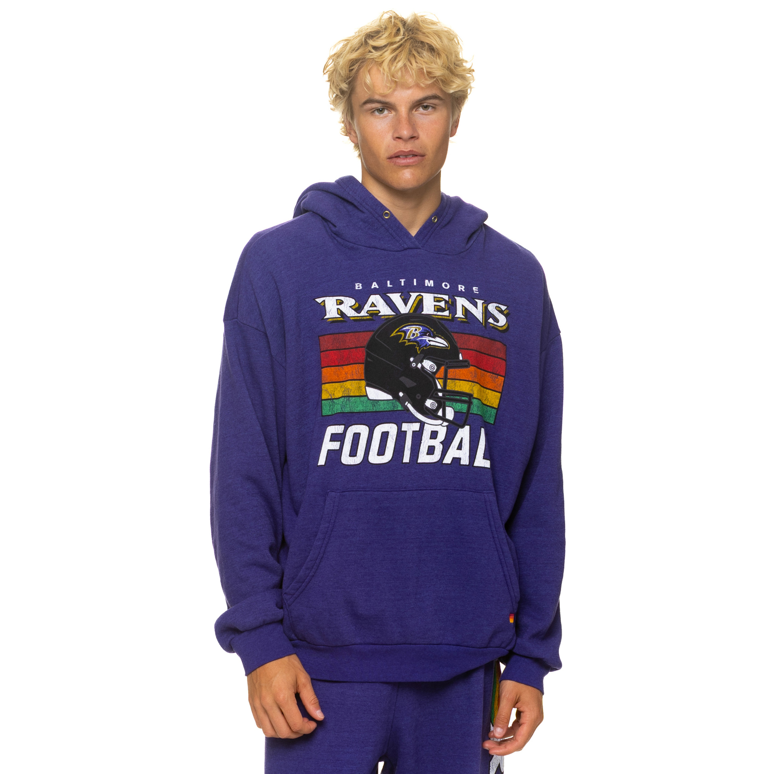 Unisex Aviator Nation Purple Baltimore Ravens Relaxed Tri-Blend Hoodie