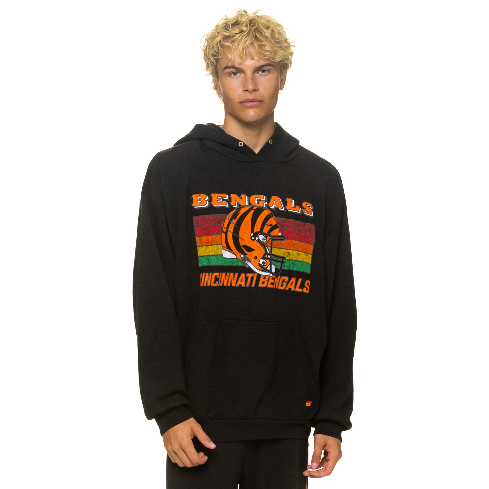 Unisex Aviator Nation Black Cincinnati Bengals Relaxed Tri-Blend Hoodie