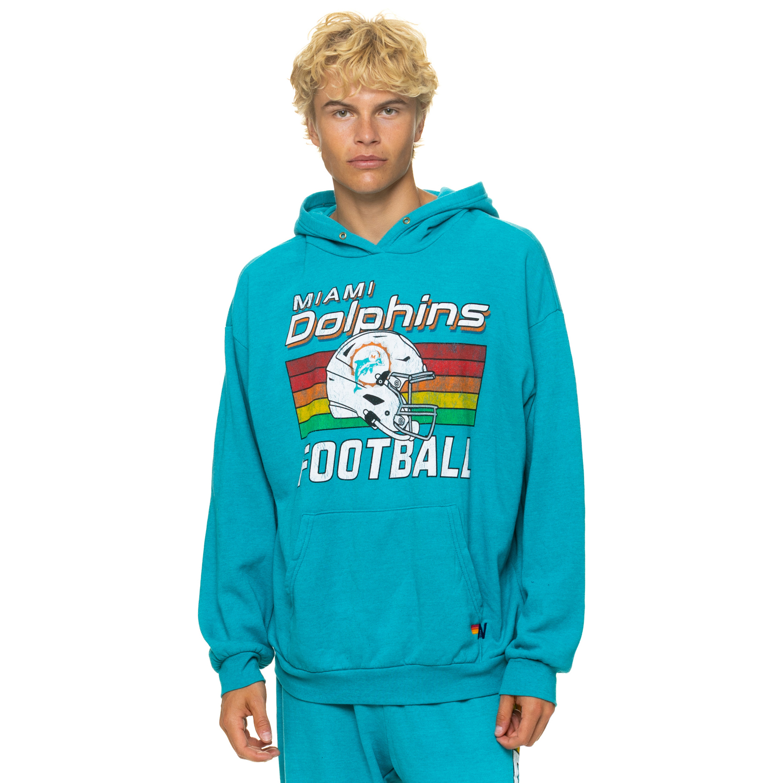 Unisex Aviator Nation Aqua Miami Dolphins Relaxed Tri-Blend Hoodie