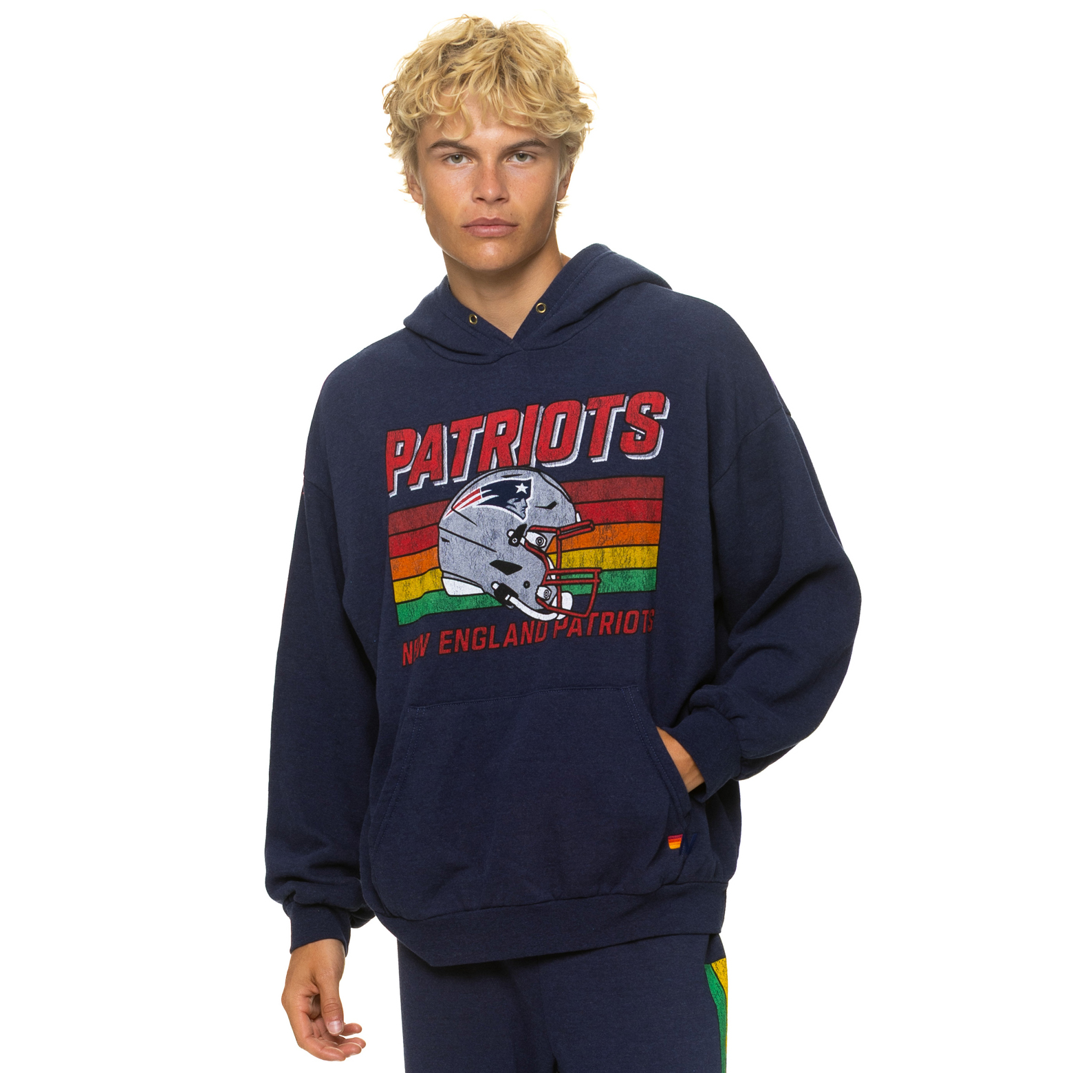 Unisex Aviator Nation Navy New England Patriots Relaxed Tri-Blend Hoodie