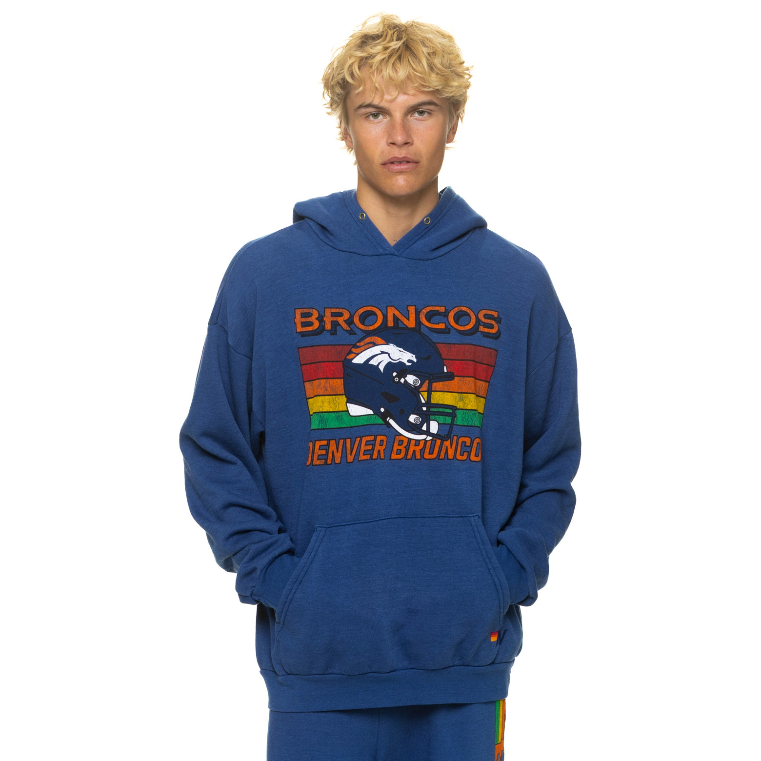 Unisex Aviator Nation Navy Denver Broncos Relaxed Tri-Blend Hoodie