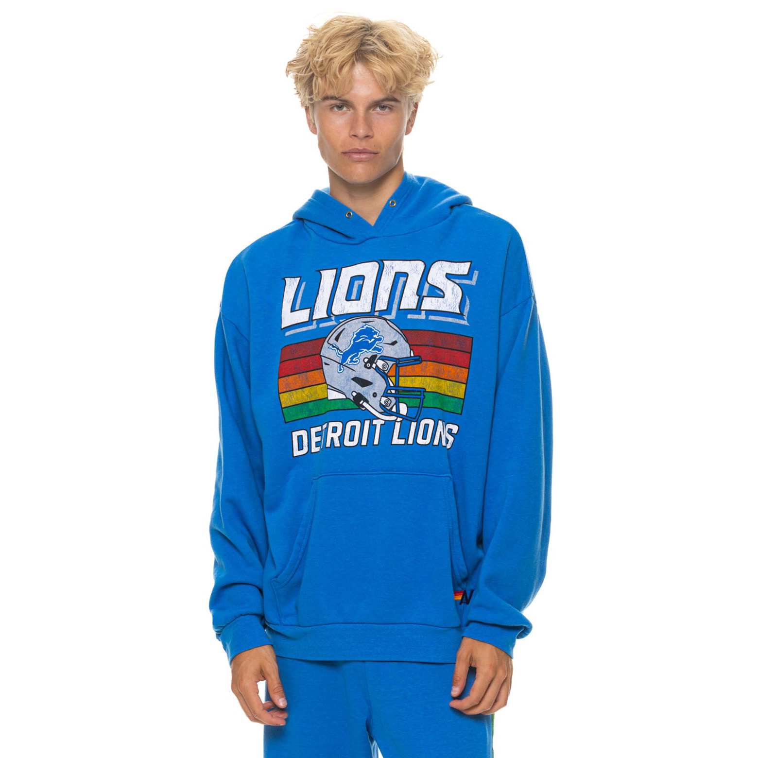 Unisex Aviator Nation Blue Detroit Lions Relaxed Tri-Blend Hoodie
