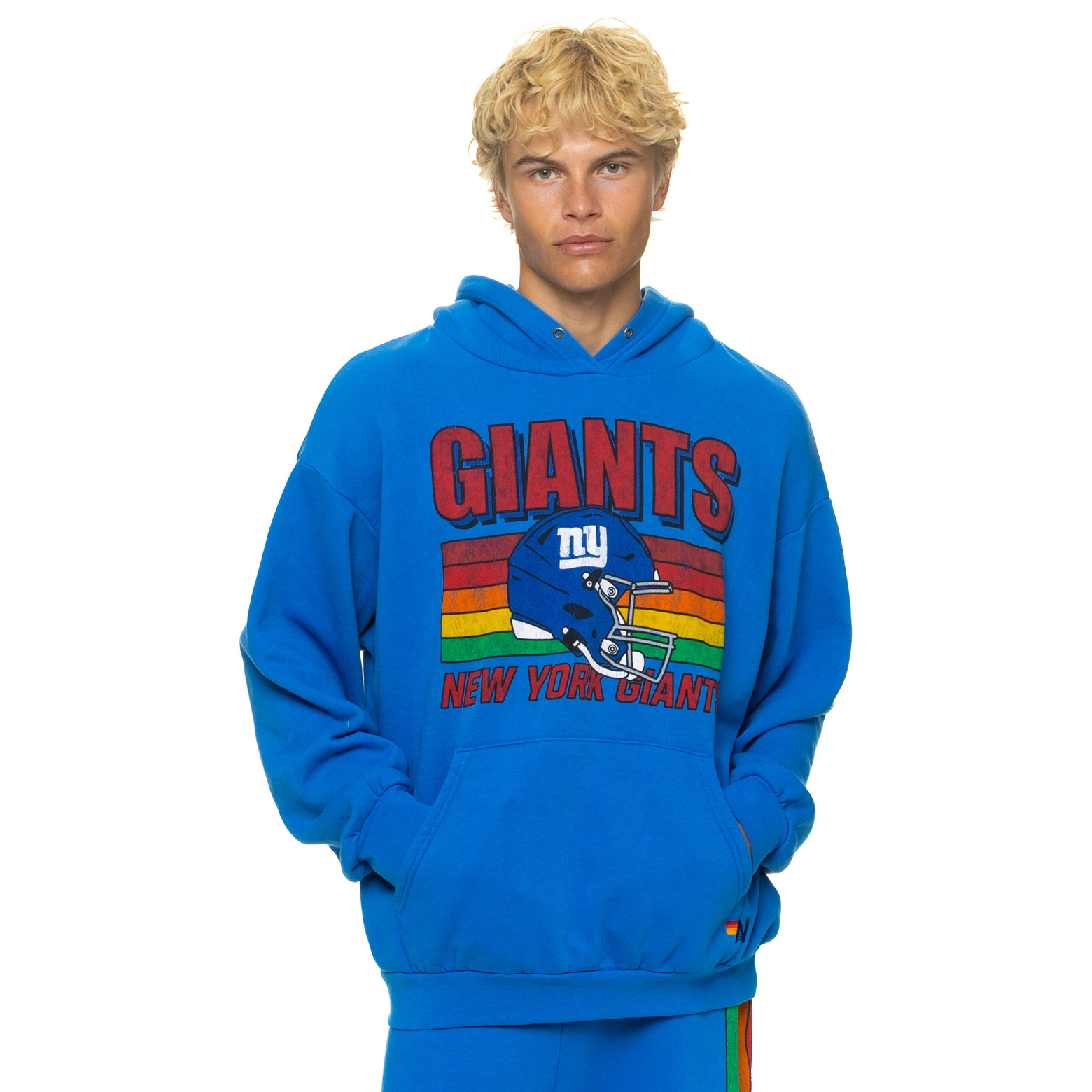 Unisex Aviator Nation Royal New York Giants Relaxed Tri-Blend Hoodie