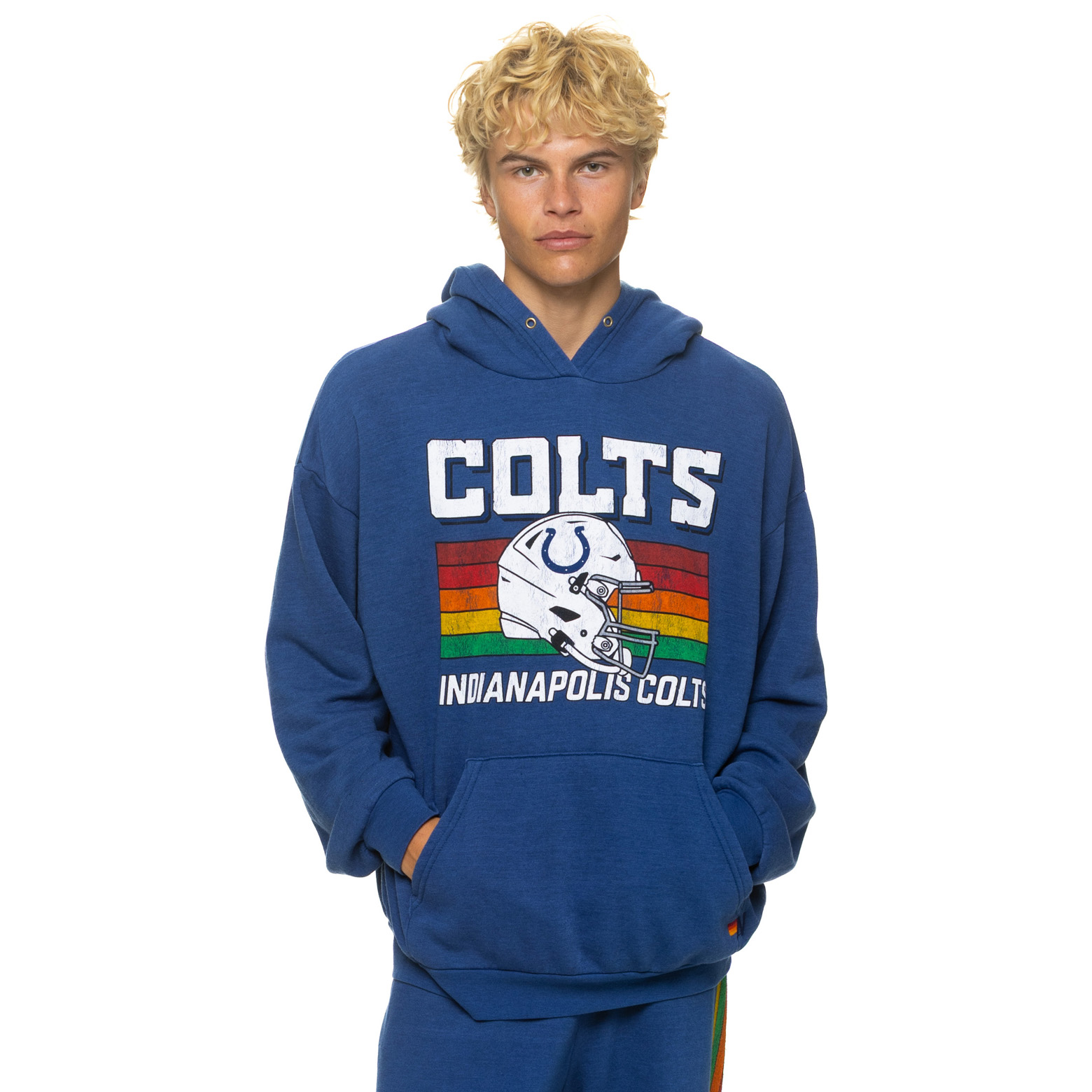 Unisex Aviator Nation Royal Indianapolis Colts Relaxed Tri-Blend Hoodie
