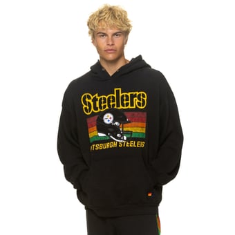 Unisex Aviator Nation Black Pittsburgh Steelers Relaxed Tri-Blend Hoodie