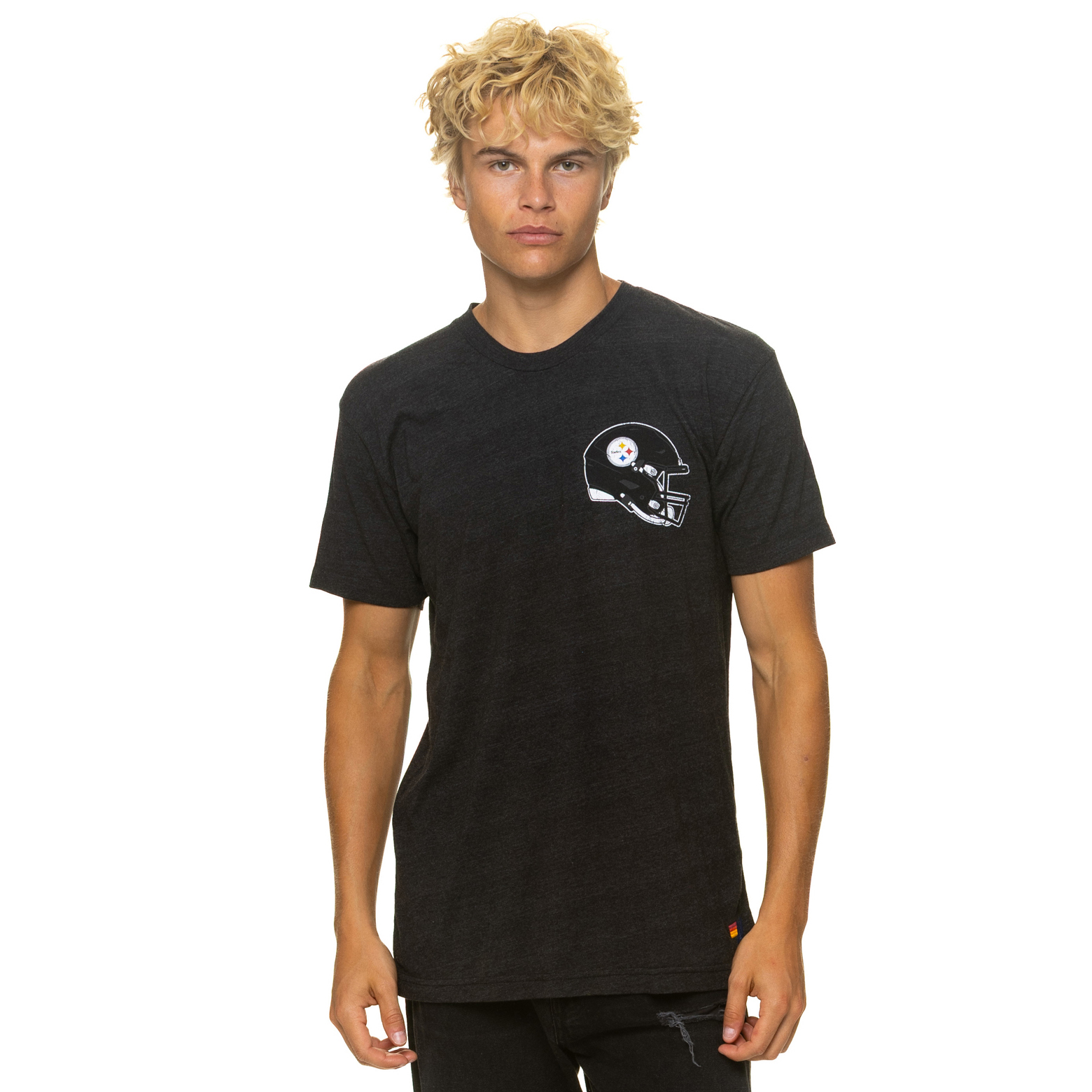 Unisex Aviator Nation Black Pittsburgh Steelers Tri-Blend T-Shirt