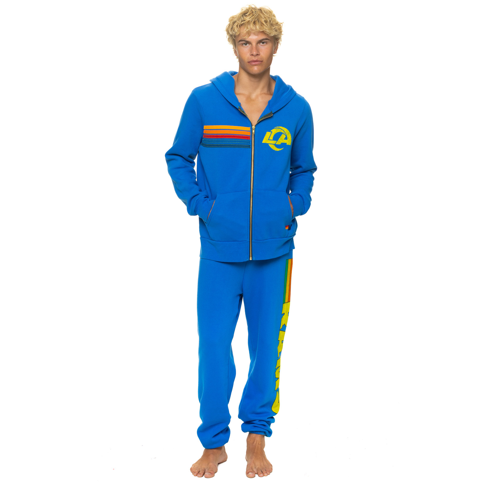Unisex Aviator Nation Royal Los Angeles Rams Tri-Blend Sweatpants