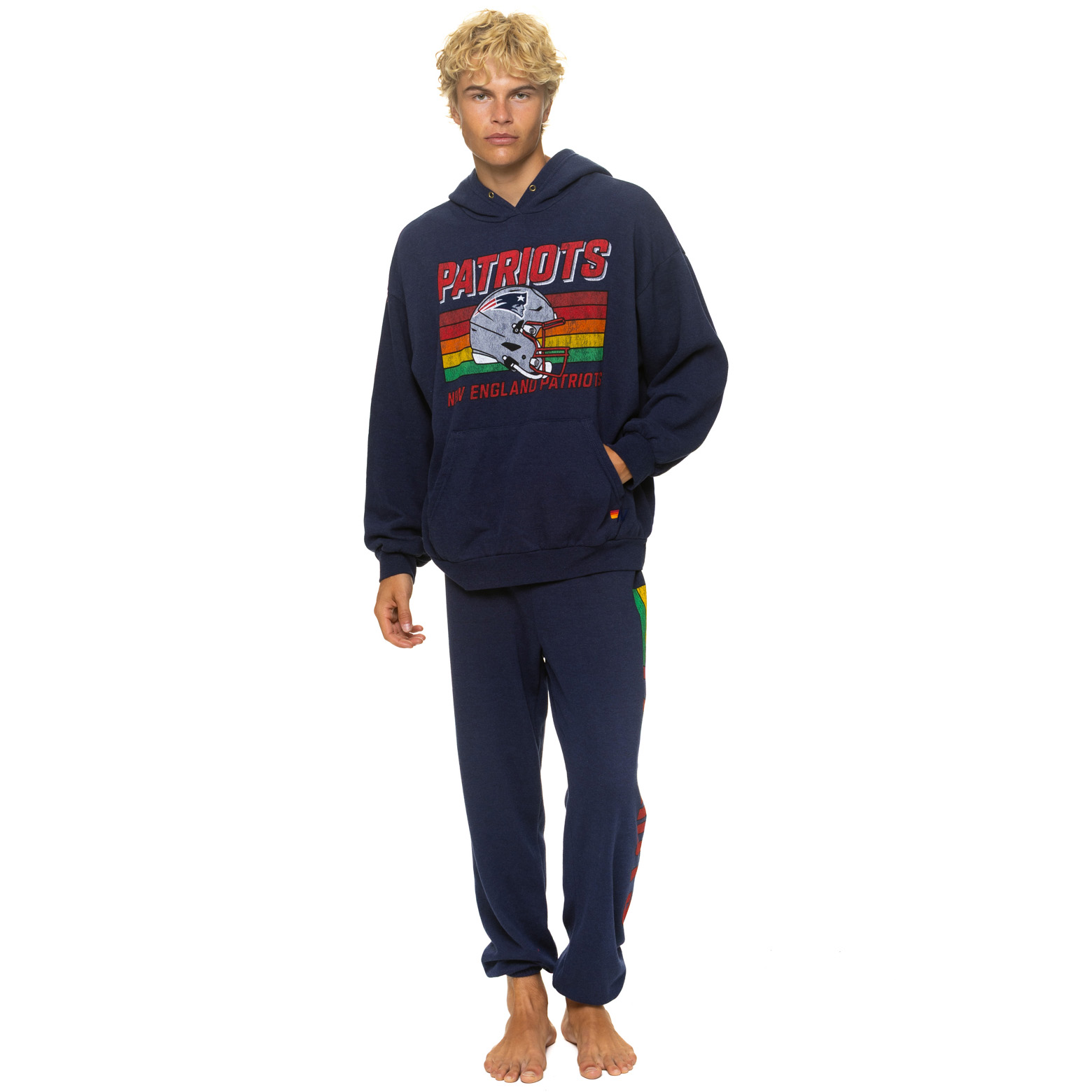 Unisex Aviator Nation Navy New England Patriots Tri-Blend Sweatpants