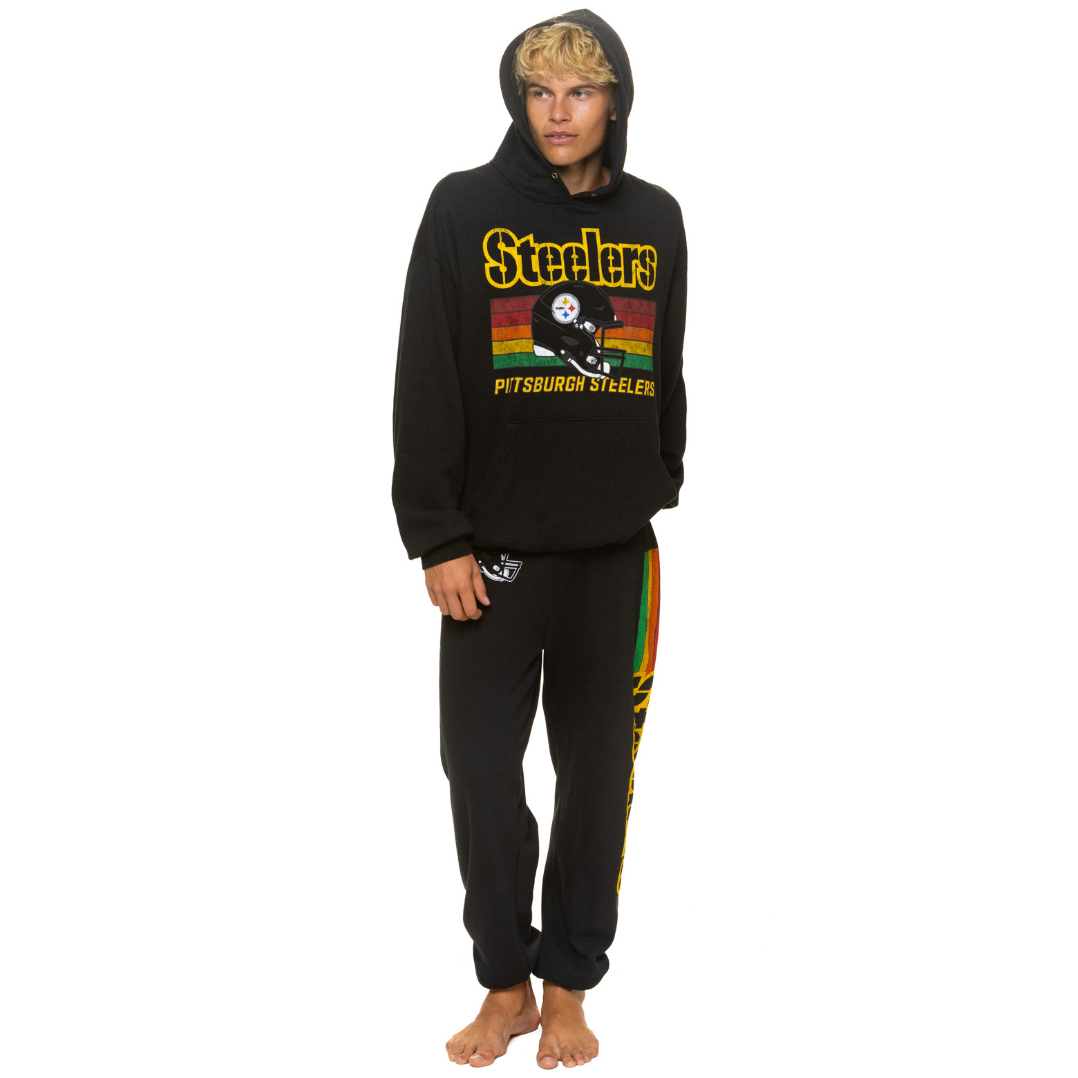 Unisex Aviator Nation Black Pittsburgh Steelers Tri-Blend Sweatpants