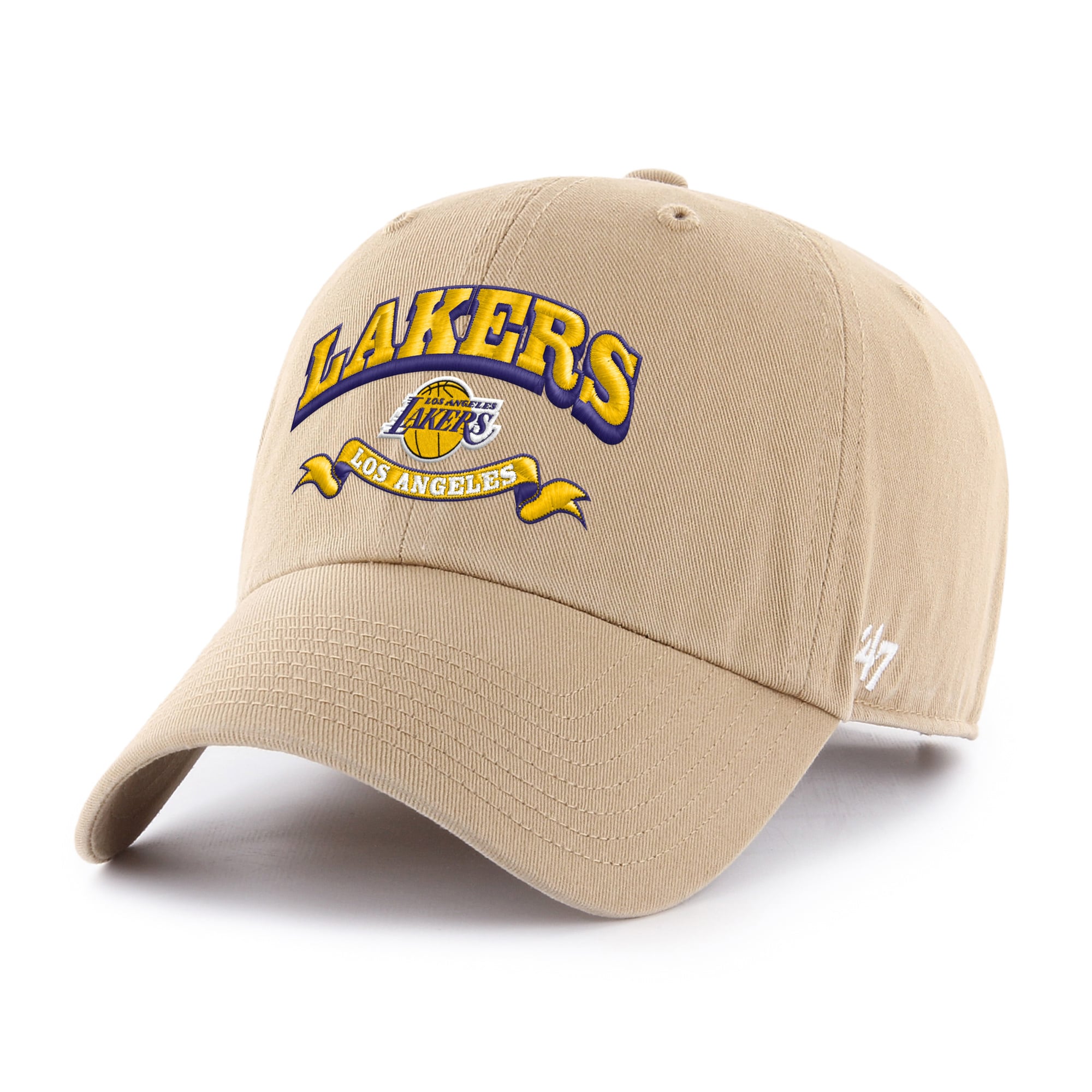 Men's '47 Khaki Los Angeles Lakers Fast Break Chase Region Clean Up Adjustable Hat