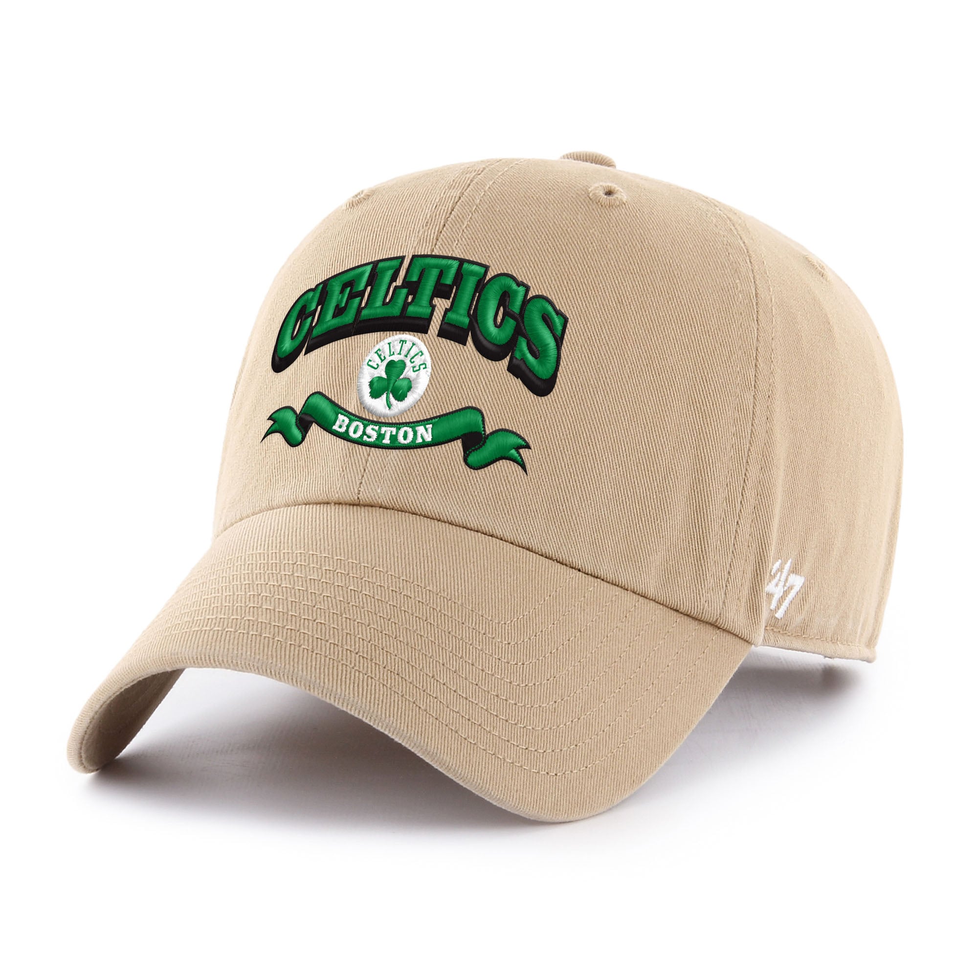 Men's '47  Khaki Boston Celtics Fast Break Chase Region Clean Up Adjustable Hat