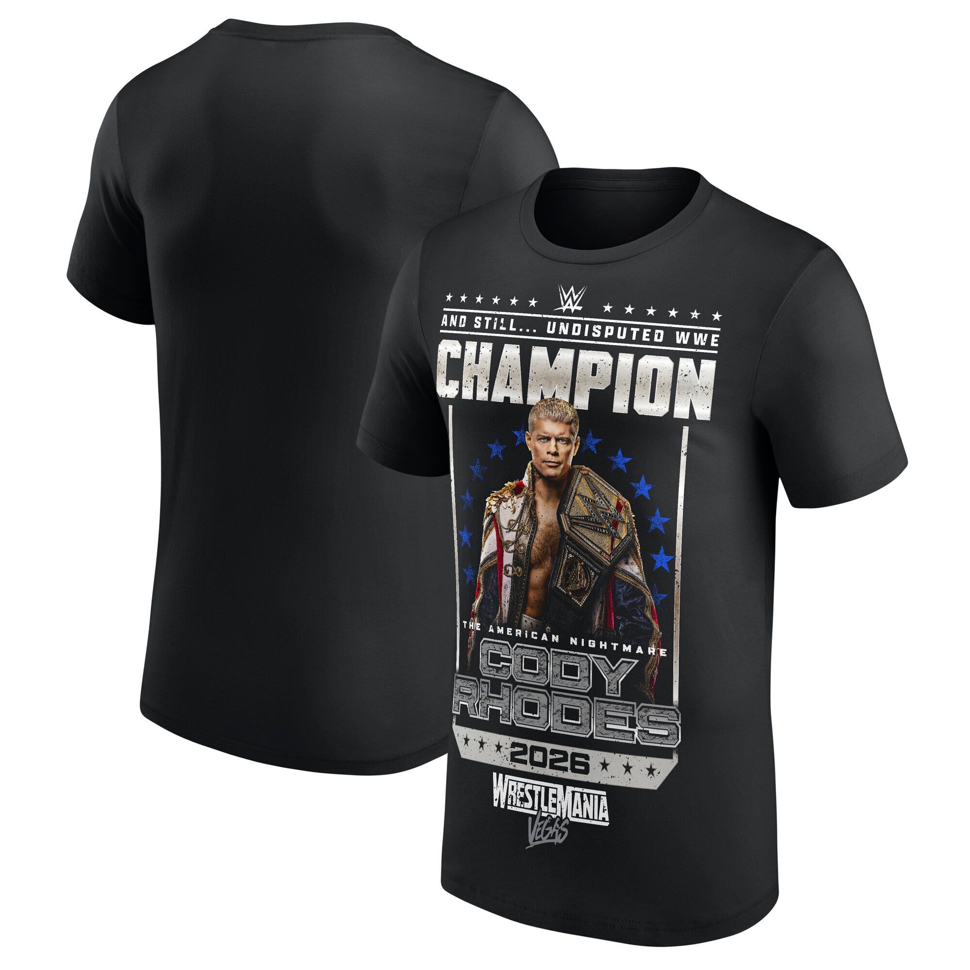 T-Shirt Cody Rhodes WrestleMania 42 Undisputed WWE Championship Vainqueur - Noir - Homme