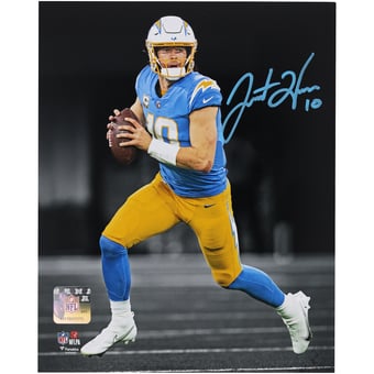 Justin Herbert Los Angeles Chargers Autographed 8" x 10" Rolling Out Spotlight Photograph