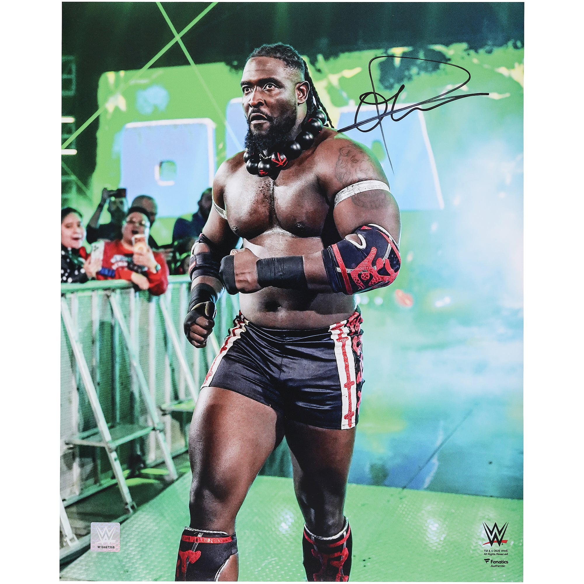 Oba Femi WWE Autographed 16" x 20" Entrance Walk Photograph