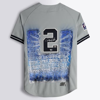 Derek Jeter New York Yankees Autographed Gray Mitchell & Ness 1998 Authentic Jersey - Art by Lady Jday - Limited Edition #1/1 - NF70445031
