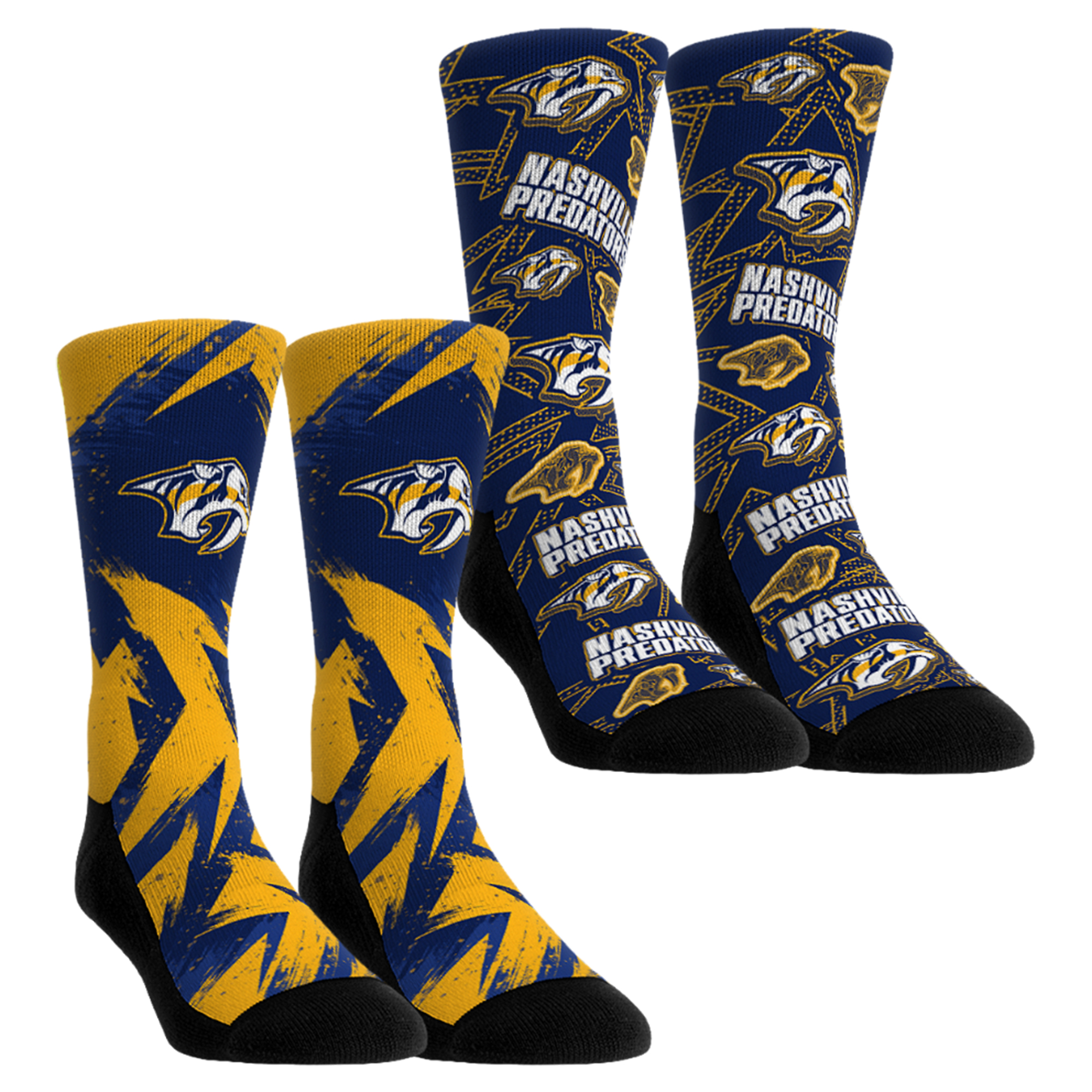 Unisex Rock Em Yellow Nashville Predators Game Day Two-Pack Crew Socks Unisex Rock Em Yellow Nashville Predators Game Day Two-Pack Crew Socks