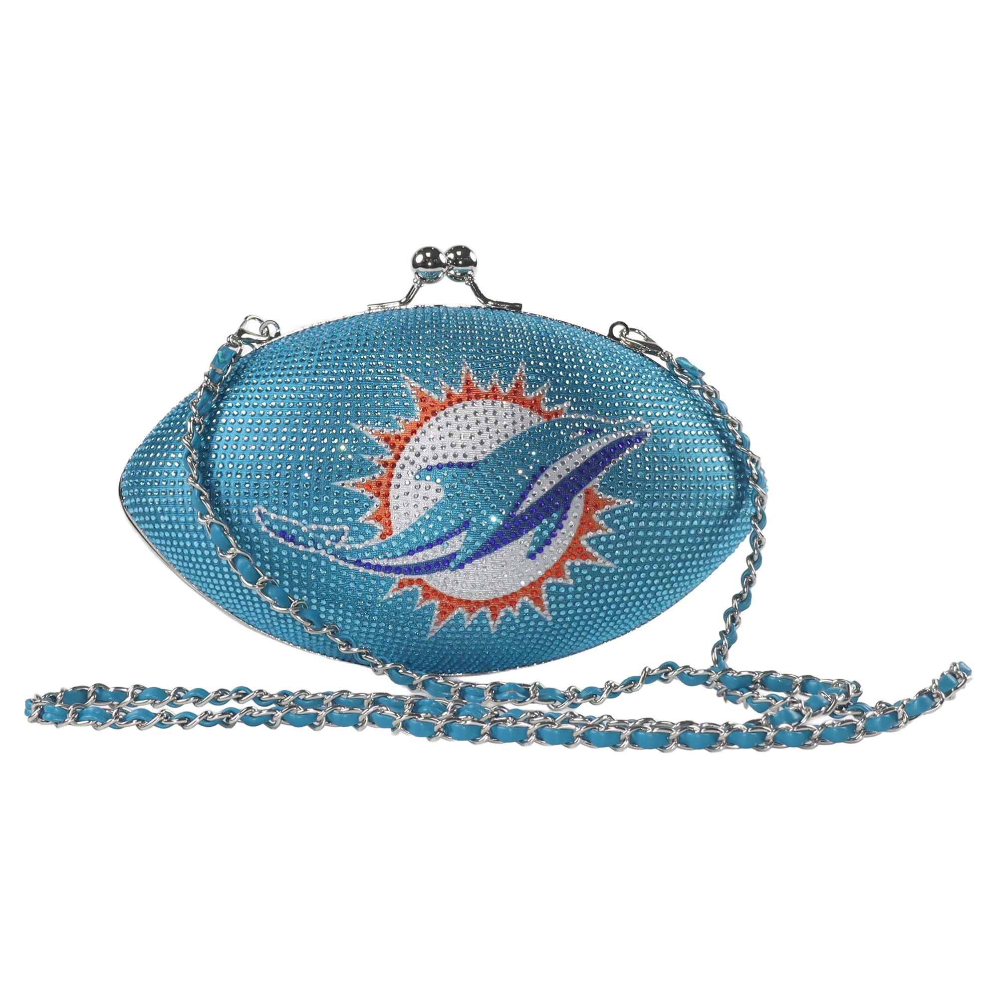 Women's FABGATING by Cuce  Aqua Miami Dolphins Team Color Crystal Football Purse