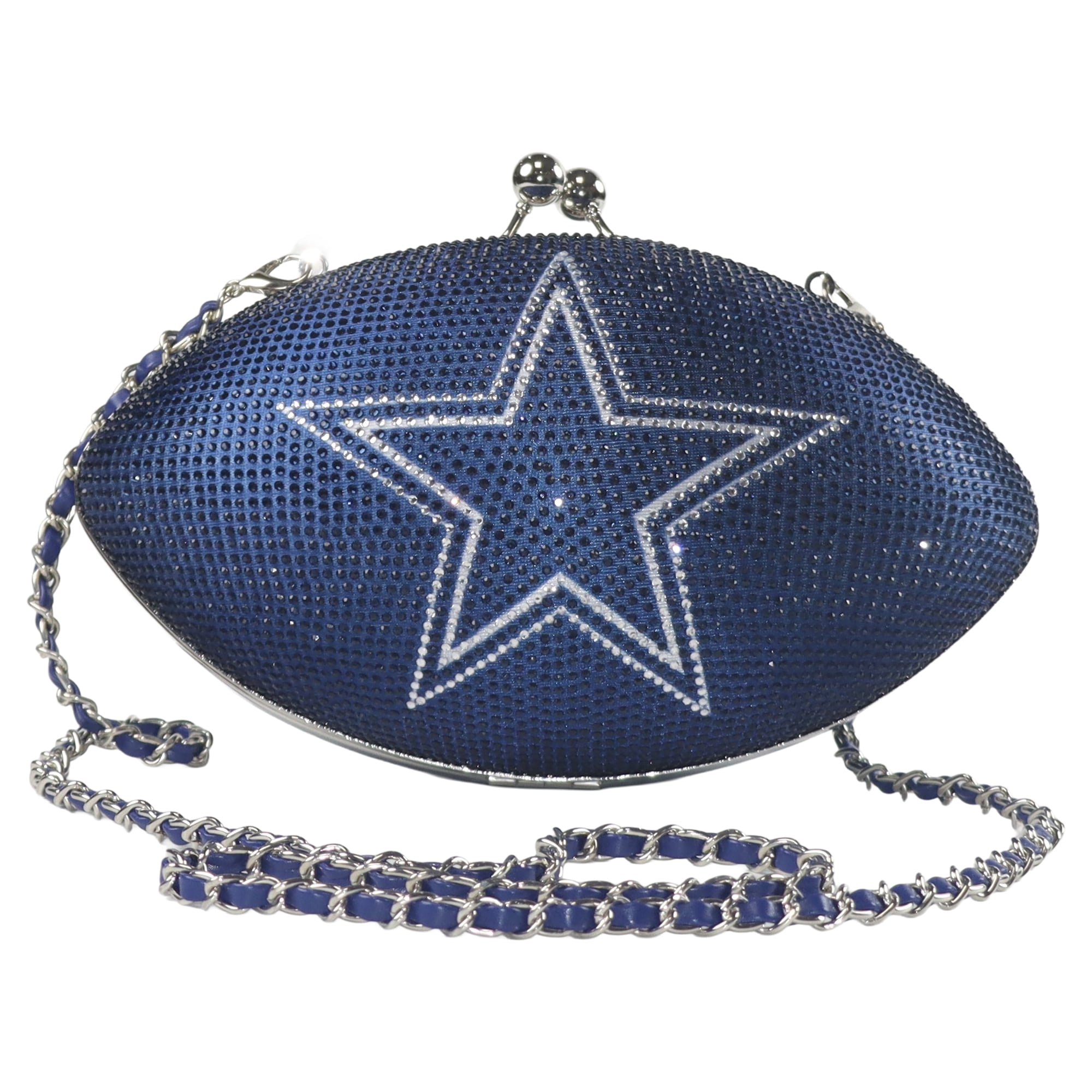 Women's FABGATING by Cuce  Navy Dallas Cowboys Team Color Crystal Football Purse