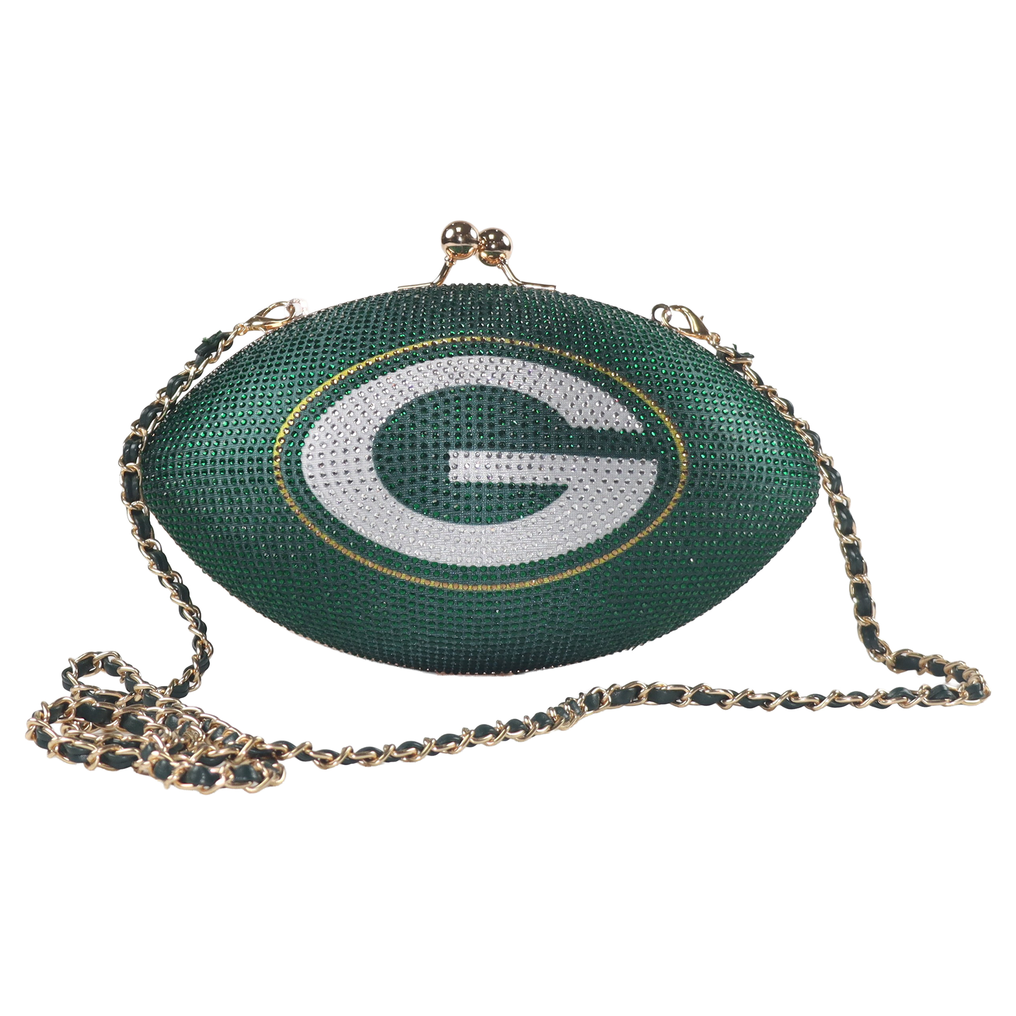 Women's FABGATING by Cuce Green Green Bay Packers Team Color Crystal Football Purse