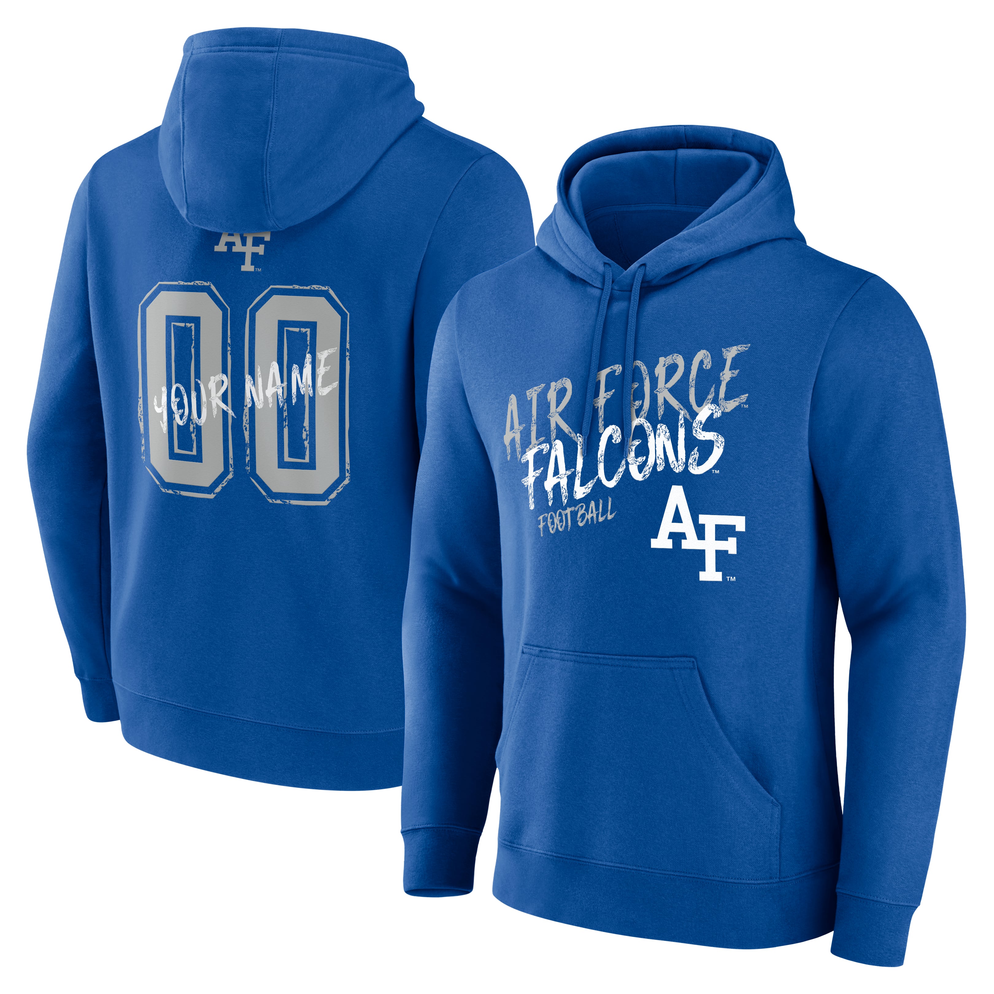 Men's Royal Air Force Falcons Hustle Personalized Name & Number Hoodie