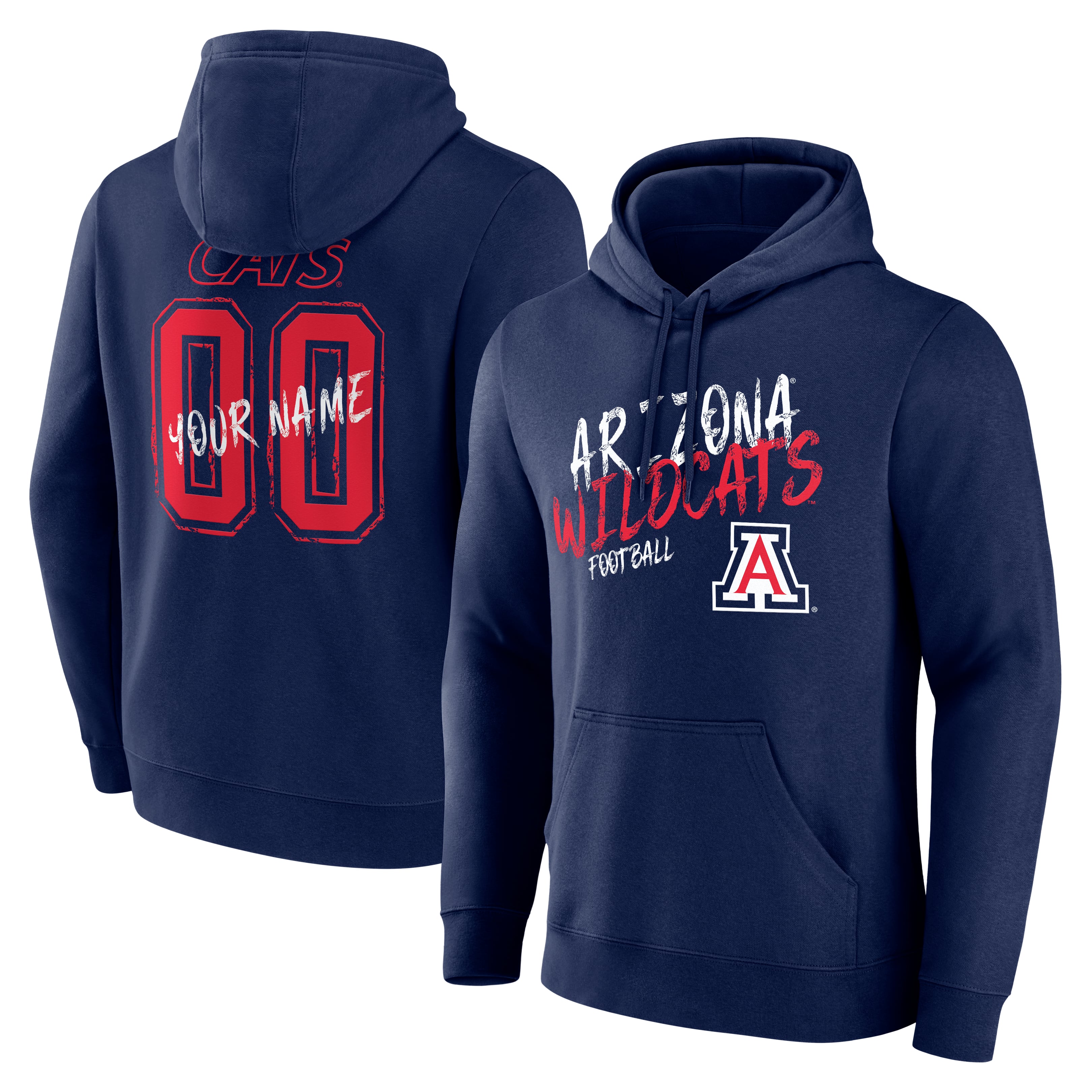 Men's Navy Arizona Wildcats Hustle Personalized Name & Number Hoodie
