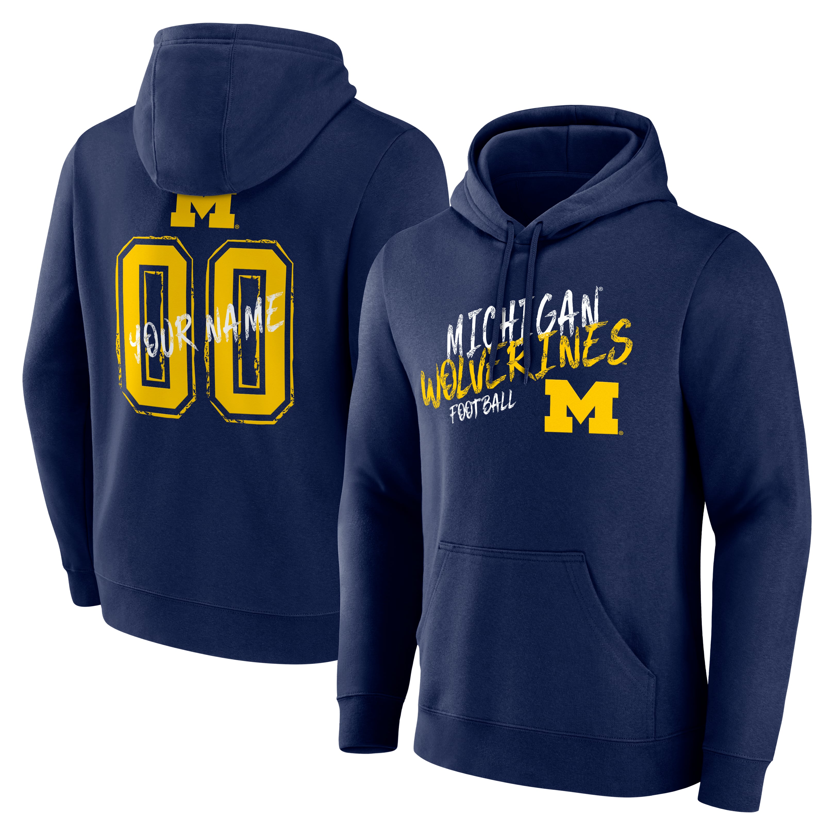 Men's Navy Michigan Wolverines Hustle Personalized Name & Number Hoodie