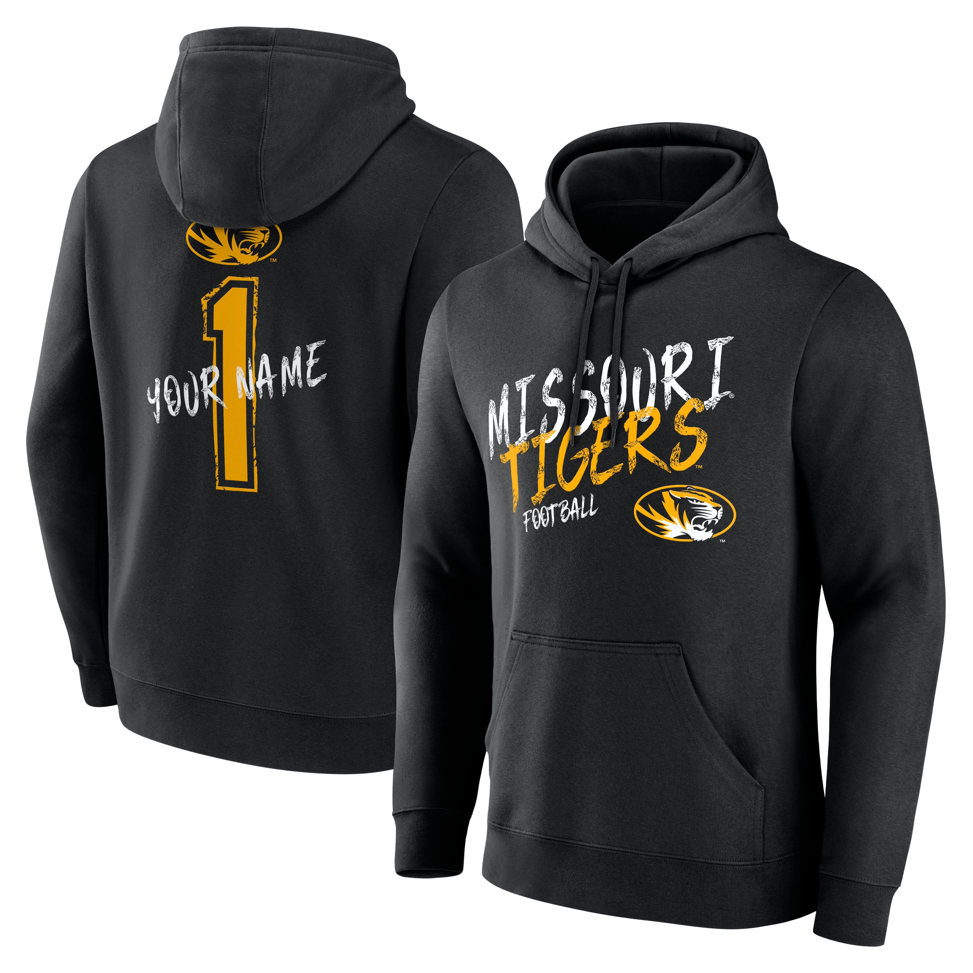 Men's Black Missouri Tigers Hustle Personalized Name Hoodie