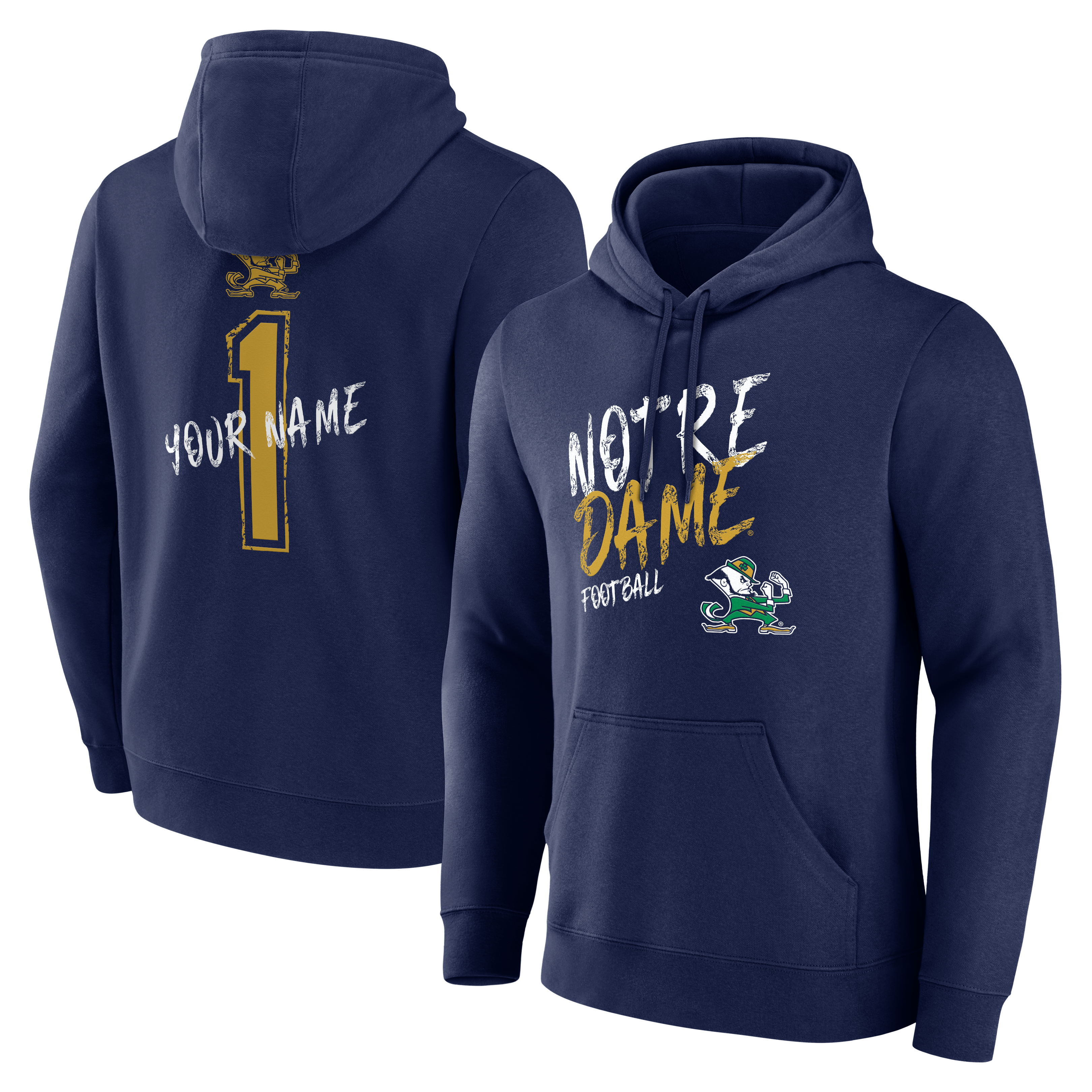 Men’s Navy Notre Dame Fighting Irish Hustle Personalized Name Hoodie Men’s Navy Notre Dame Fighting Irish Hustle Personalized Name Hoodie