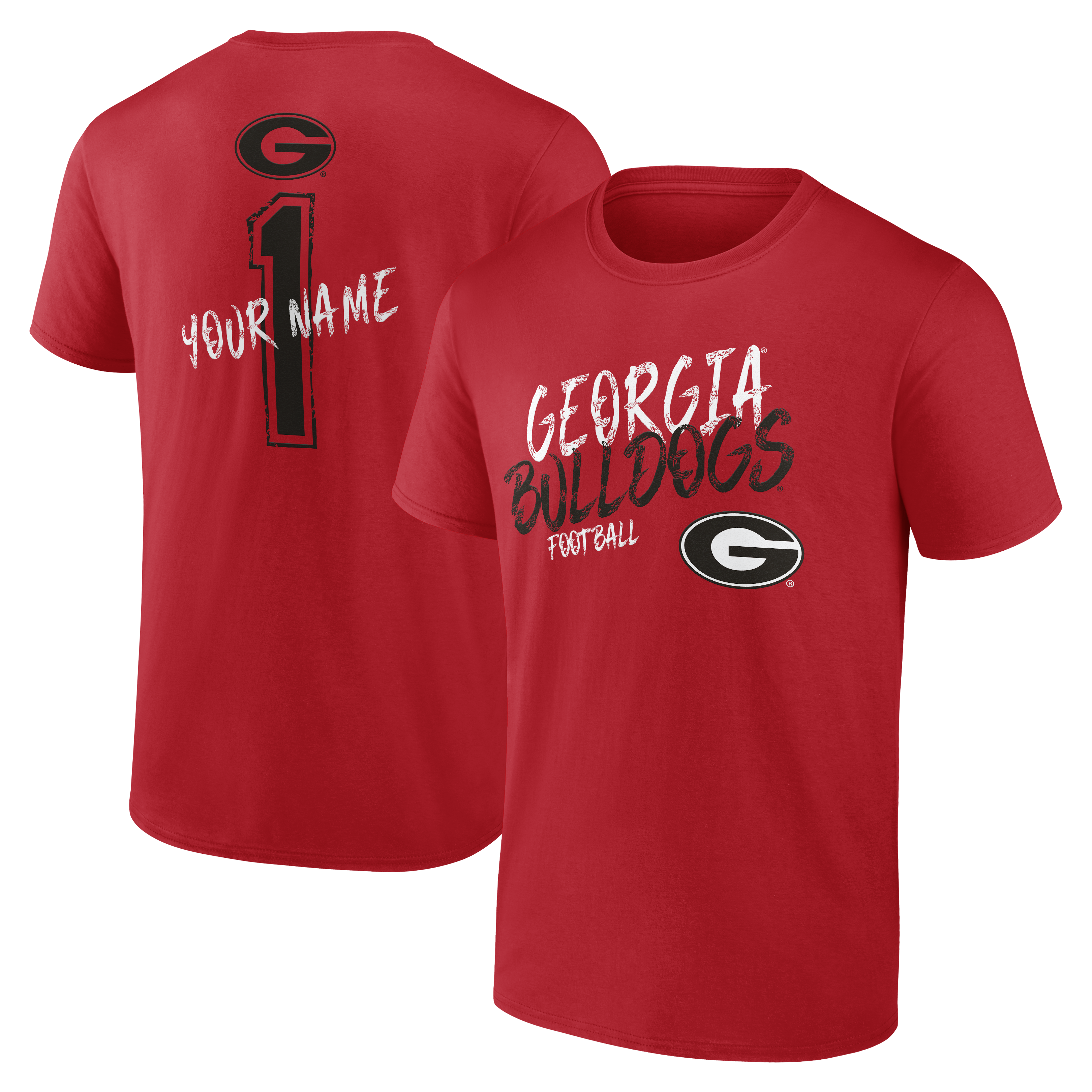Men’s Red Georgia Bulldogs Hustle Personalized Name T-Shirt Men’s Red Georgia Bulldogs Hustle Personalized Name T-Shirt