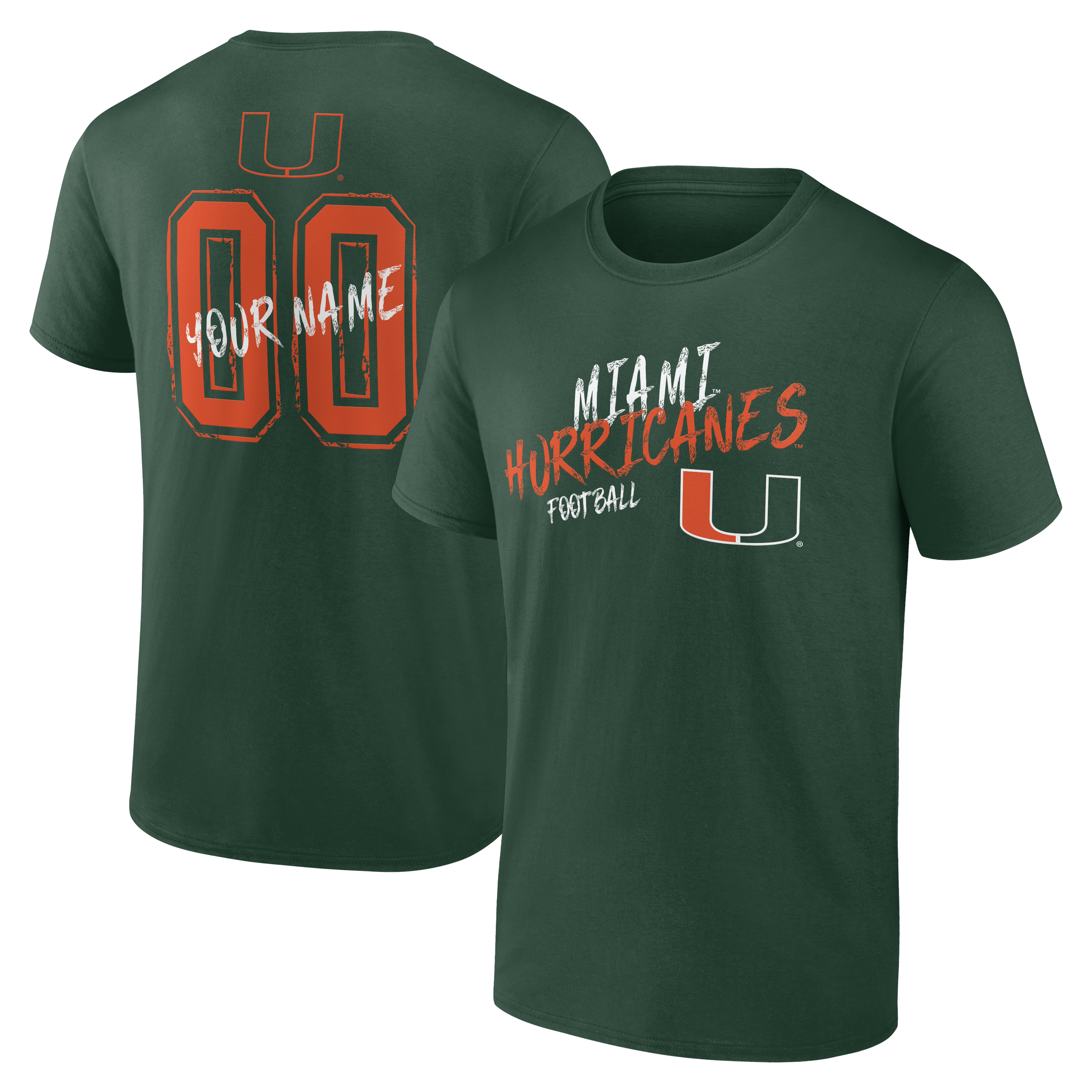 Men’s Green Miami Hurricanes Hustle Personalized Name & Number T-Shirt Men’s Green Miami Hurricanes Hustle Personalized Name & Number T-Shirt