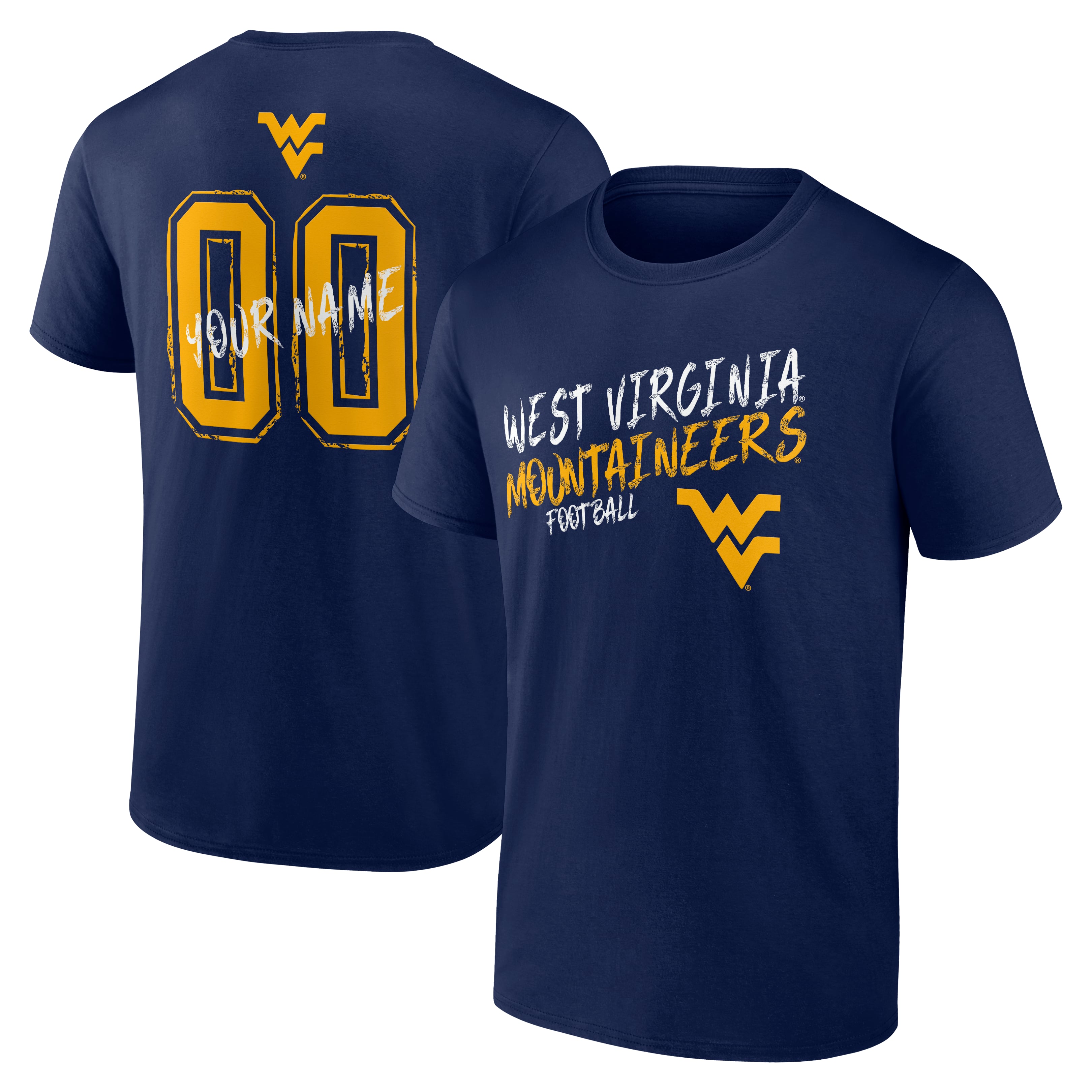 Men's Navy West Virginia Mountaineers Hustle Personalized Name & Number T-Shirt