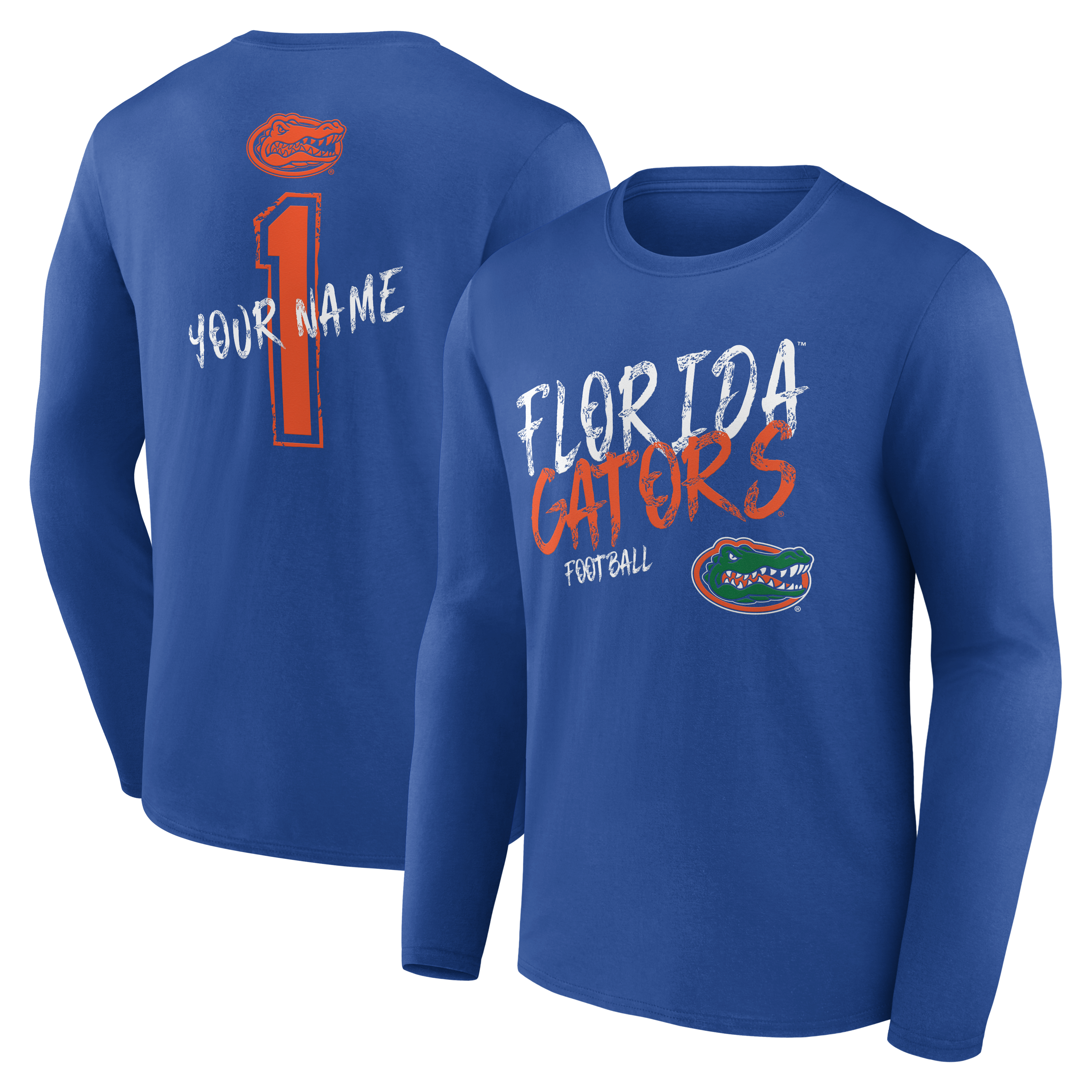 Men’s Royal Florida Gators Hustle Personalized Name Long Sleeve T-Shirt