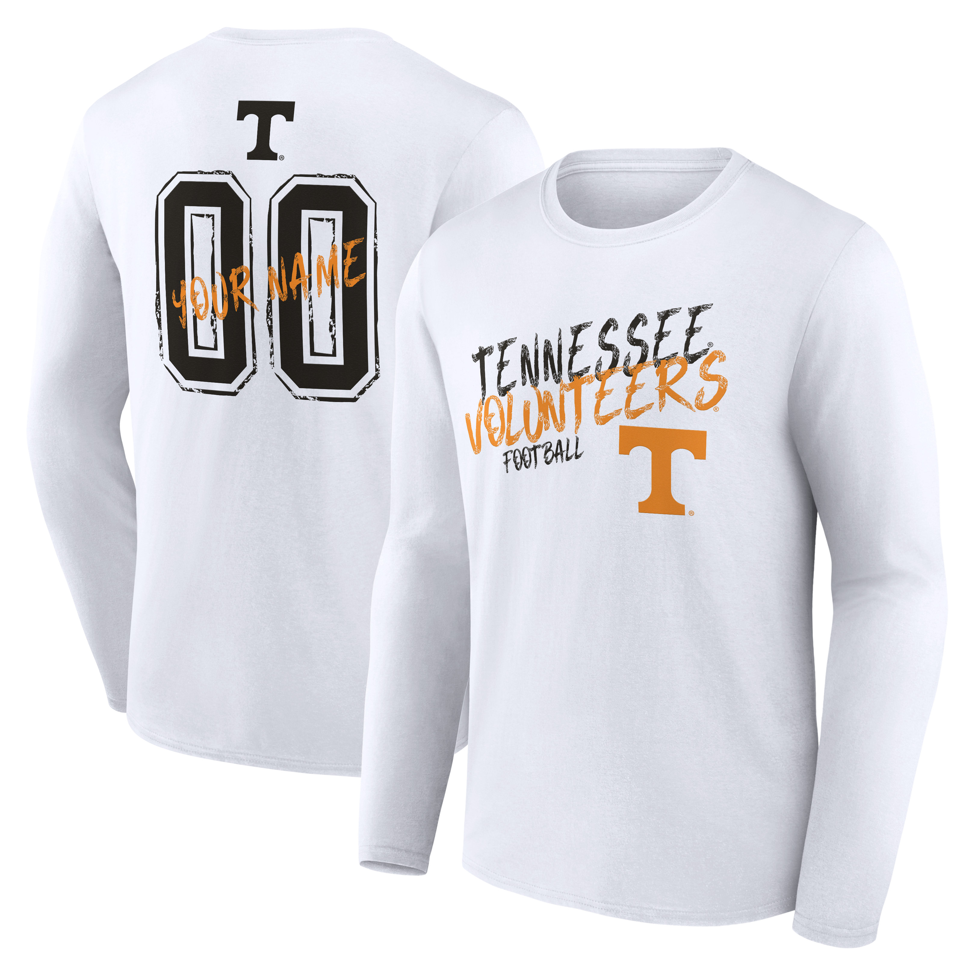 Men’s White Tennessee Volunteers Hustle Personalized Name & Number Long Sleeve T-Shirt