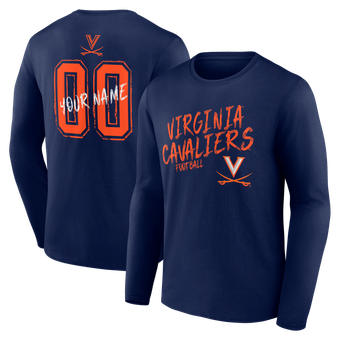 Men's Navy Virginia Cavaliers Hustle Personalized Name & Number Long Sleeve T-Shirt