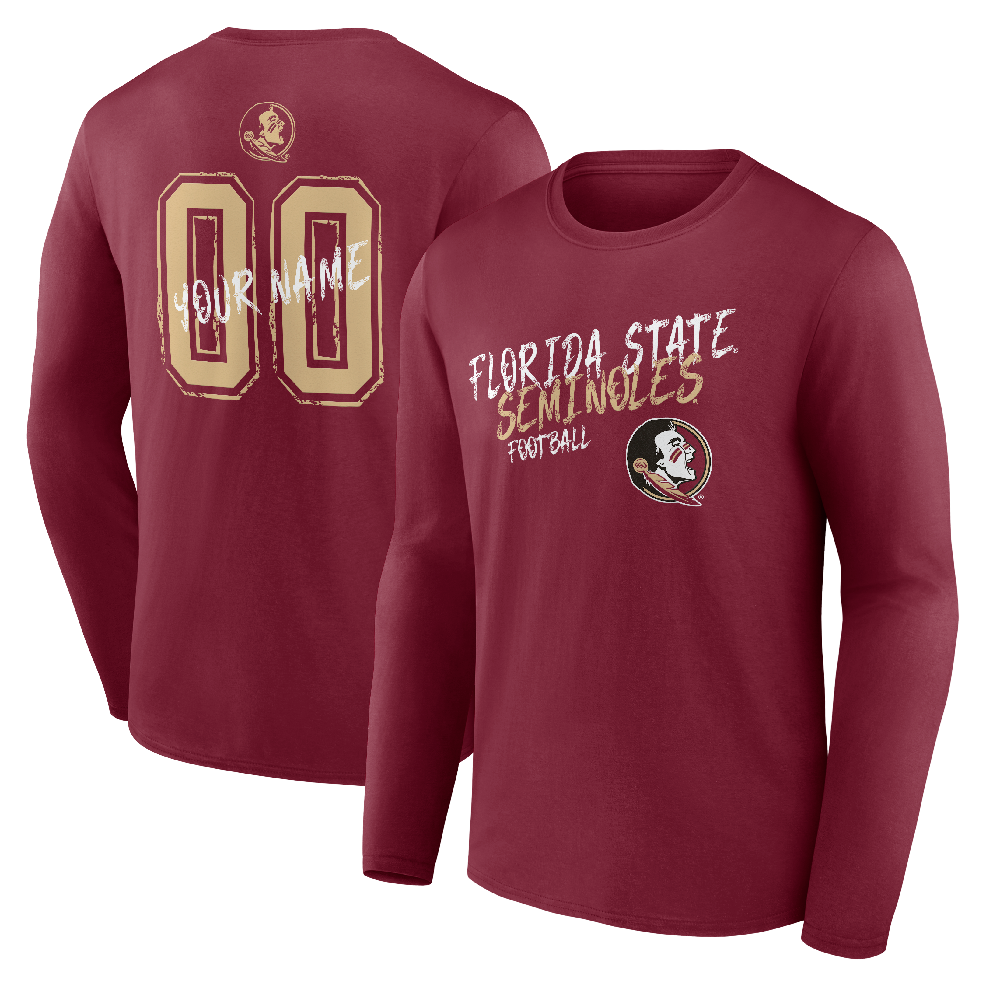 Men's Garnet Florida State Seminoles Hustle Personalized Name & Number Long Sleeve T-Shirt