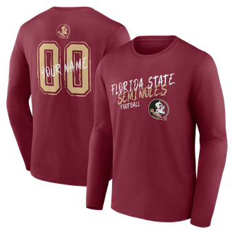 Men's Garnet Florida State Seminoles Hustle Personalized Name & Number Long Sleeve T-Shirt