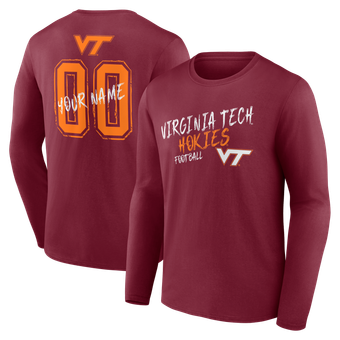 Men's Maroon Virginia Tech Hokies Hustle Personalized Name & Number Long Sleeve T-Shirt