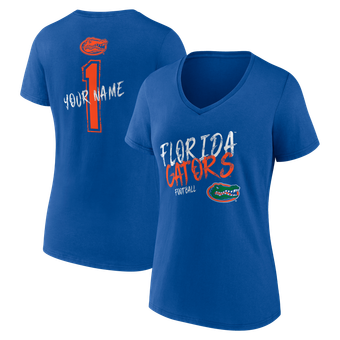 Women's Royal Florida Gators Hustle Personalized Name V-Neck T-Shirt