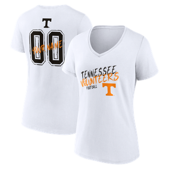 Women's White Tennessee Volunteers Hustle Personalized Name & Number V-Neck T-Shirt