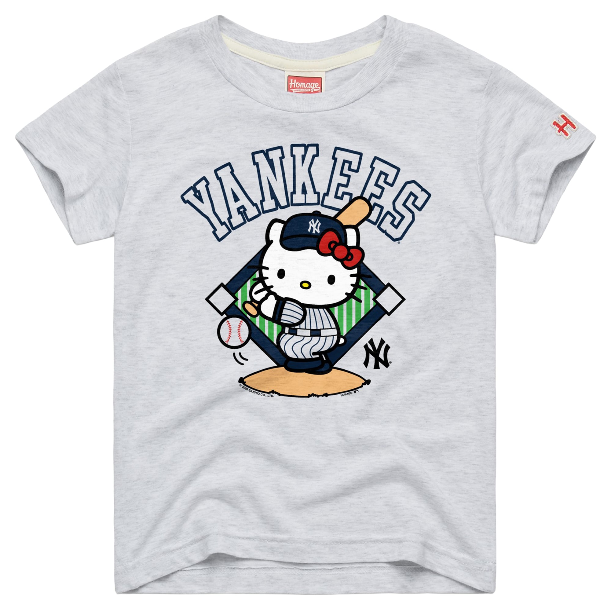 Youth Homage  Ash New York Yankees Hello Kitty x MLB Tri-Blend T-Shirt