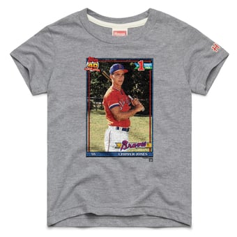 Youth Homage Chipper Jones Gray Atlanta Braves Topps Baseball Card Tri-Blend T-Shirt