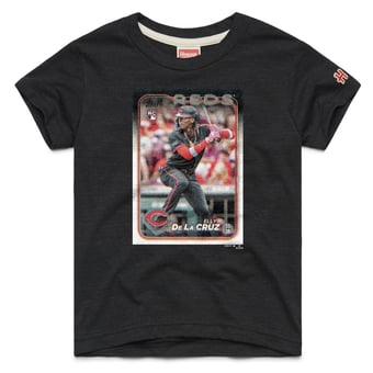 Youth Homage Elly De La Cruz Charcoal Cincinnati Reds Topps Baseball Card Tri-Blend T-Shirt
