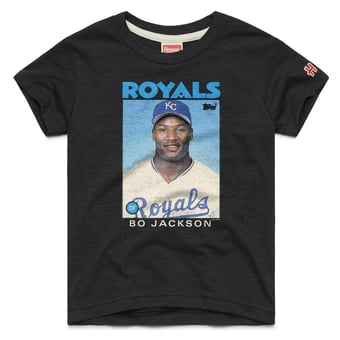 Youth Homage Bo Jackson Charcoal Kansas City Royals Topps Baseball Card Tri-Blend T-Shirt