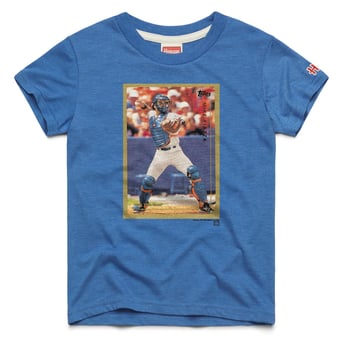Youth Homage Mike Piazza Royal New York Mets Topps Baseball Card Tri-Blend T-Shirt