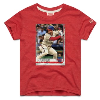 Youth Homage Bryce Harper Red Philadelphia Phillies Topps Baseball Card Tri-Blend T-Shirt