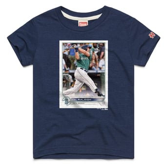 Youth Homage Cal Raleigh Navy Seattle Mariners Topps Baseball Card Tri-Blend T-Shirt